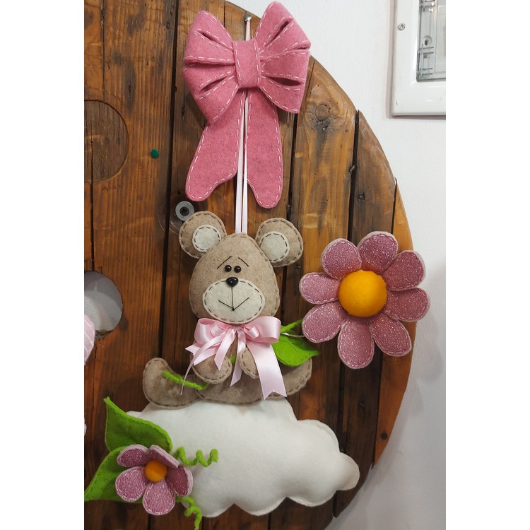 FIOCCO NASCITA ORSO PETALOSO ROSA KIT - Merceria Creativa